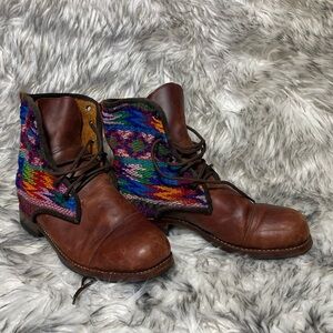 Artisan Boho South American Lace Up Leather Ankle Boots